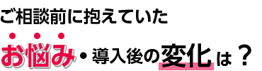 ご相談前に抱えていたお悩み・導入後の変化は?